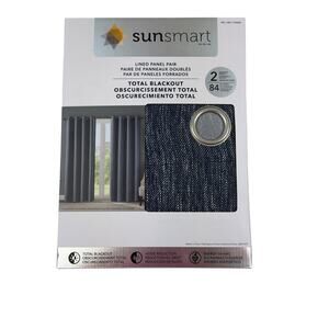 SunSmart Total Blackout Lined Panel Pair with Grommets Indigo Color 2 Panels